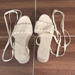 PrettyLittleThing White Braided Strap Platforms